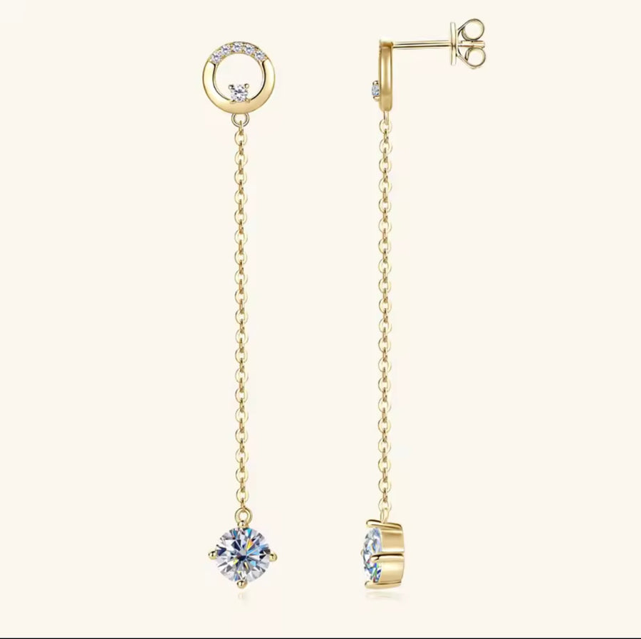 Round Moissanite Drop Earrings Fashion Elegant