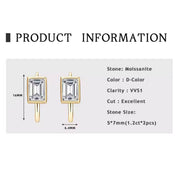 U-shaped Hoop Earrings Emerald Cut 5*7mm Moissanite