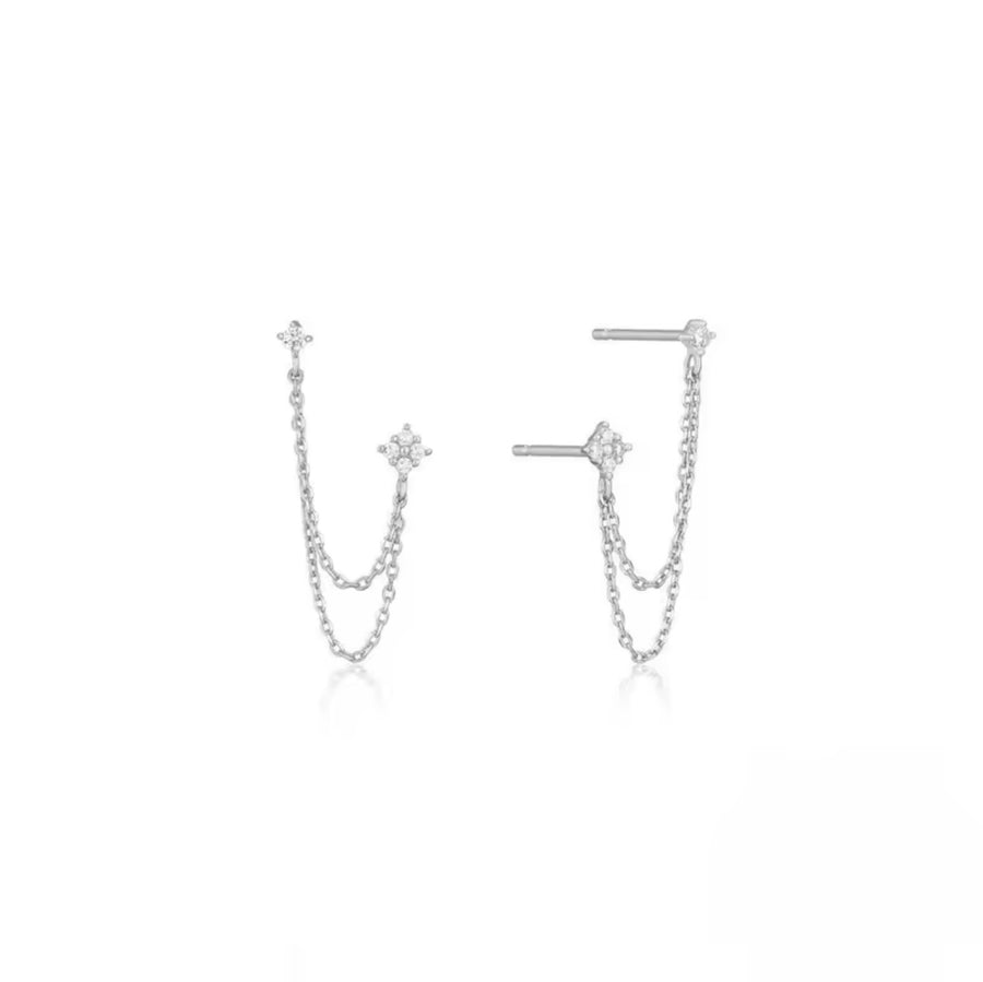 3mm&2mm Four Leaf Flower Moissanite Drop Earring
