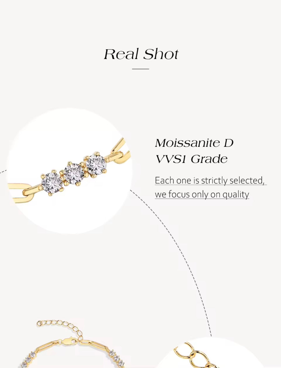 3.0mm Round Cut Moissanite Bracelets 19