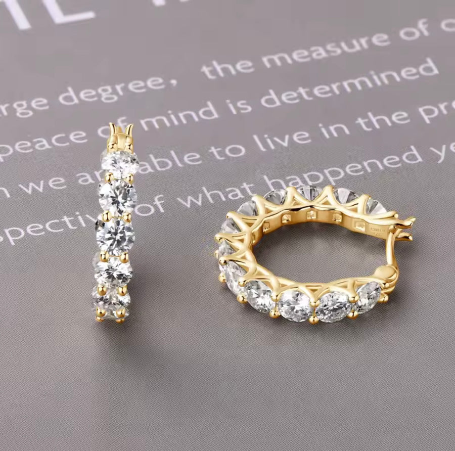 4.0mm Moissanite Huggie Hoop Earrings