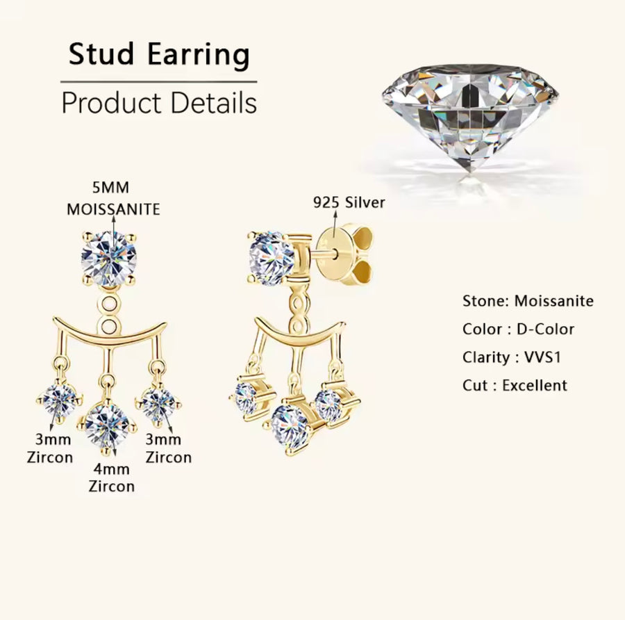 Double Wear Stud Earring Pendientes Plata