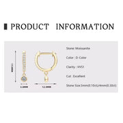 Bezel Moissanite Drop Earrings Brinco Prata