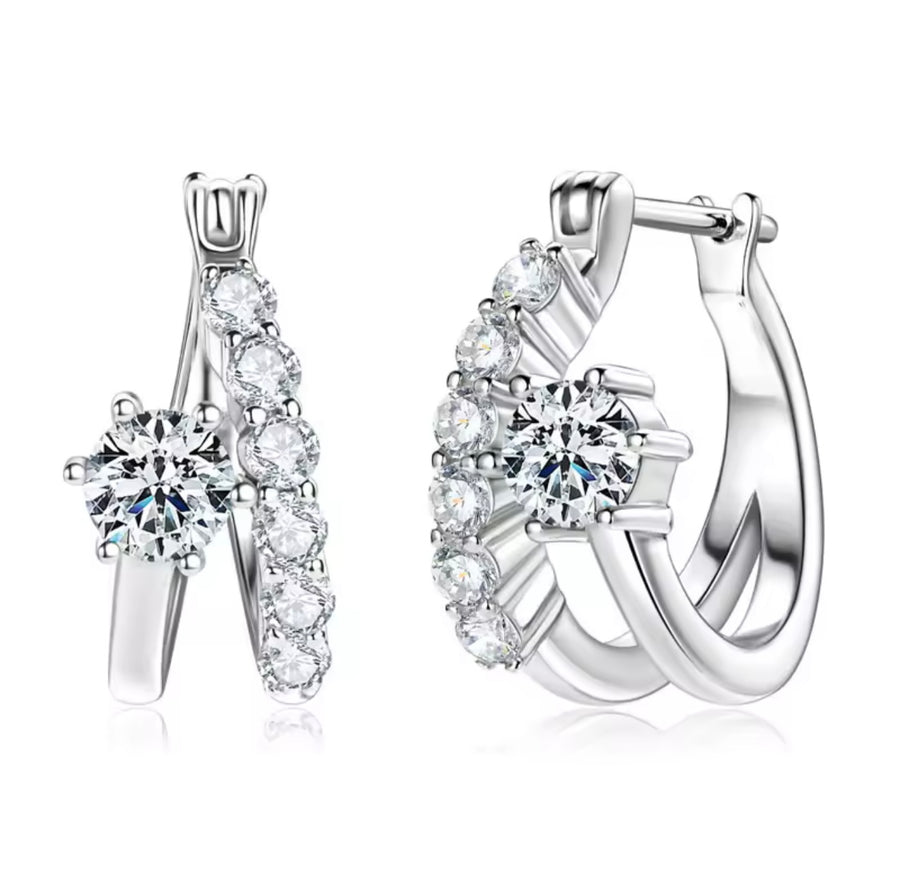 Sparkling 4MM&2MM Moissanite Earring
