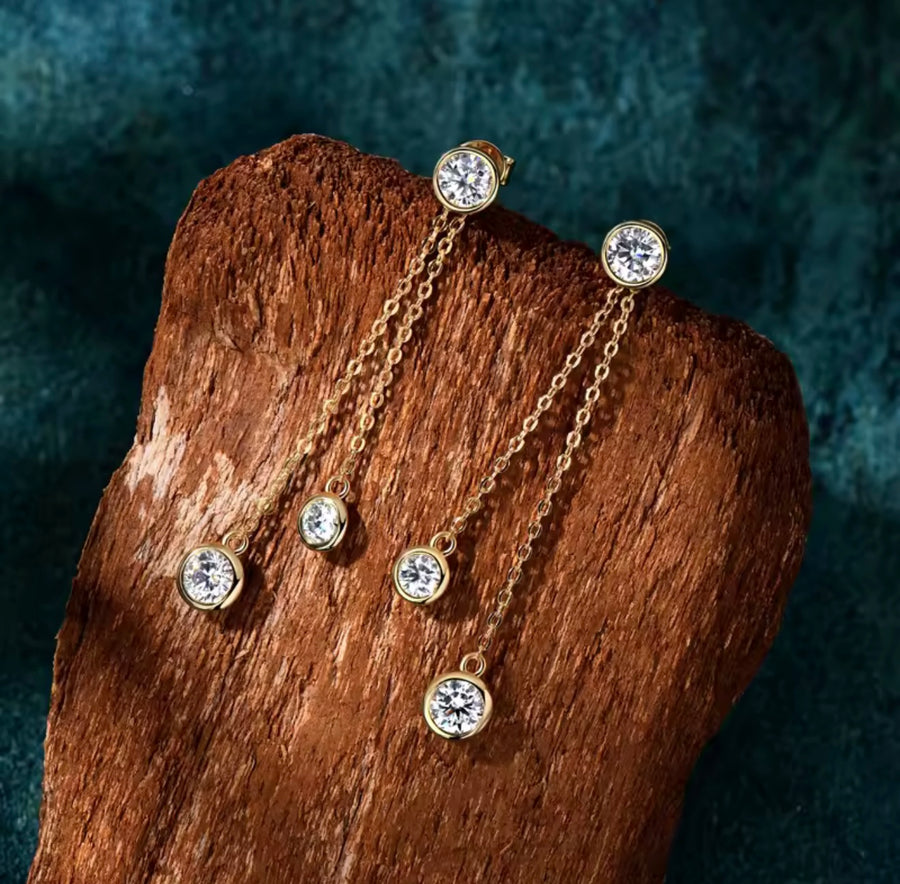 Double Chain Pendant Earrings