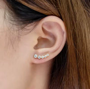 Row Round Bezel Moissanite Earring