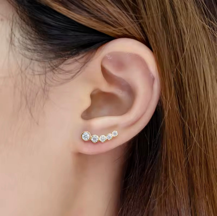 Row Round Bezel Moissanite Earring