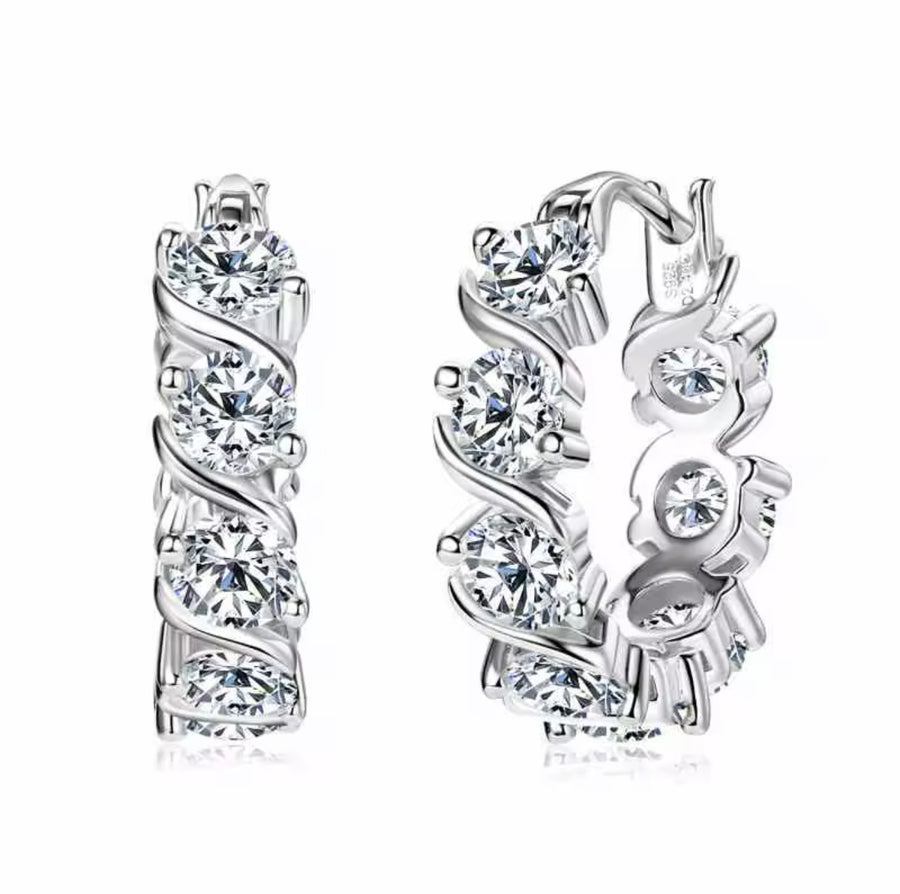 4.8CTTW. Sparkling Round Cut Moissanite Earring