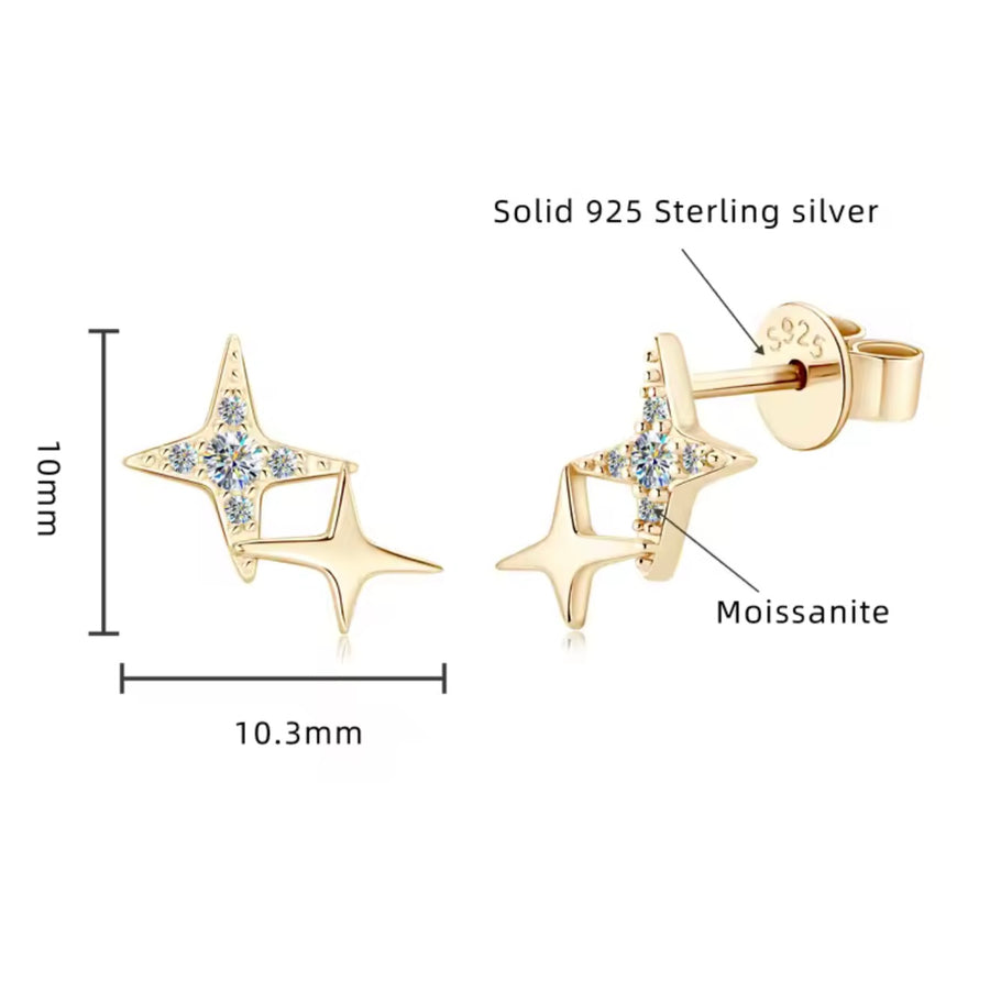 Star Earring Round Cut 2.0mm(0.03ct*2pcs)