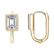 U-shaped Hoop Earrings Emerald Cut 5*7mm Moissanite