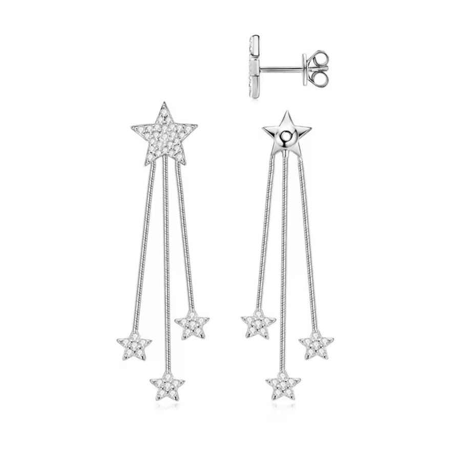 Star Tassel Chain Earings Sparkling 1.2mm&1.0mm