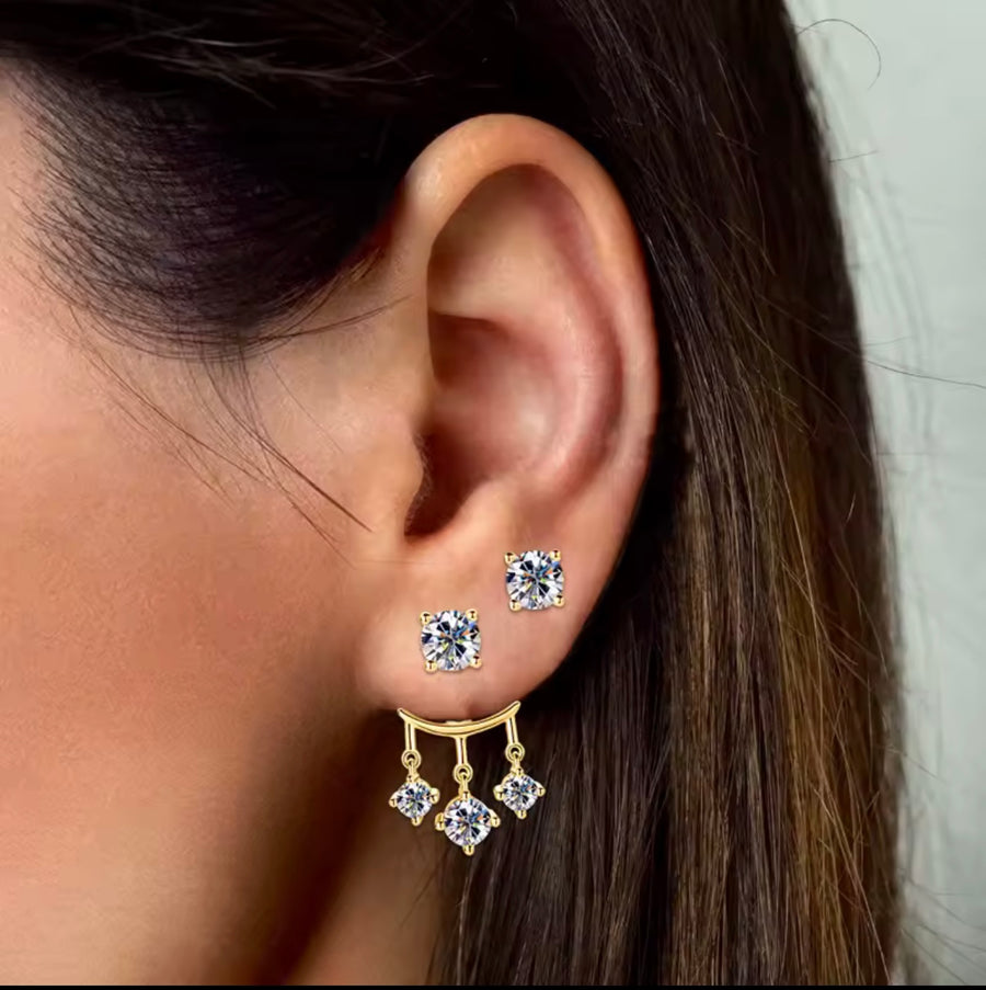 Double Wear Stud Earring Pendientes Plata
