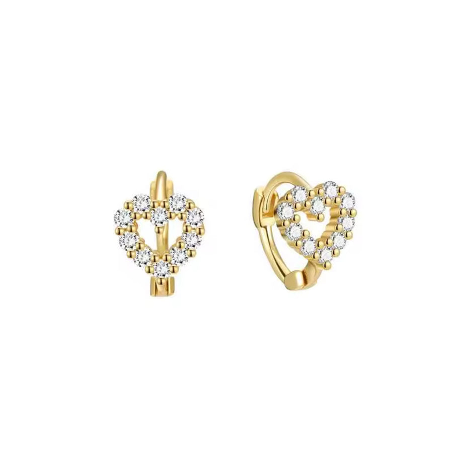 Hollow Heart Moissanite Hoop Earring