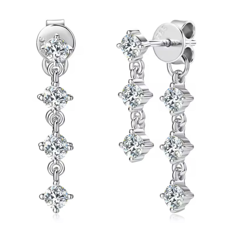 Drop Earrings 925 Sterling Silver Tassel