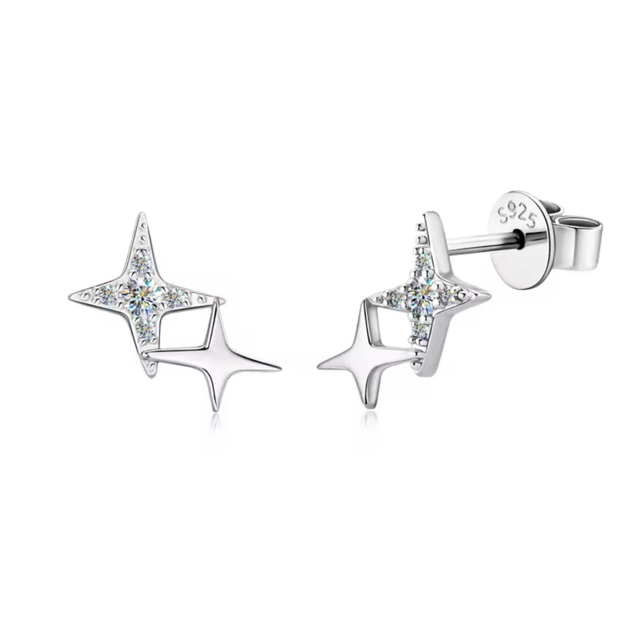 Star Earring Round Cut 2.0mm(0.03ct*2pcs)