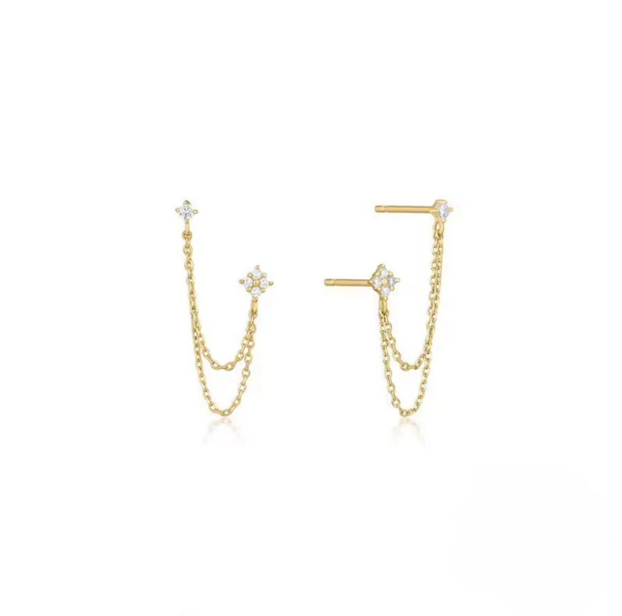 3mm&2mm Four Leaf Flower Moissanite Drop Earring