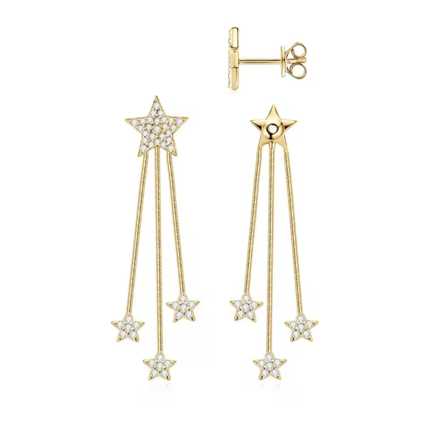 Star Tassel Chain Earings Sparkling 1.2mm&1.0mm