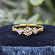 Three side gems ring