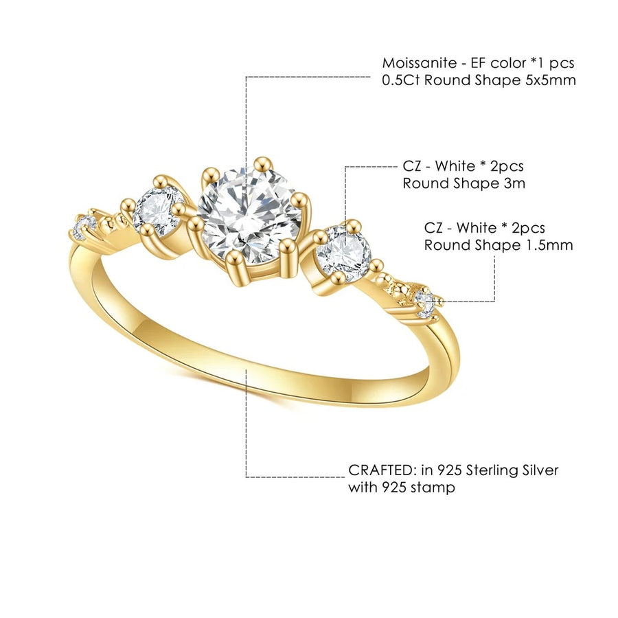 Three side gems ring
